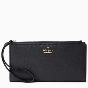 KATE SPADE: Black leather wristlet wallet